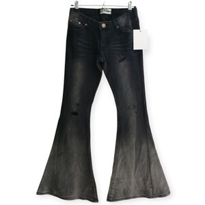 NWT One Teaspoon Marines Extreme Flare Low Rise Jeans Black Oak 24